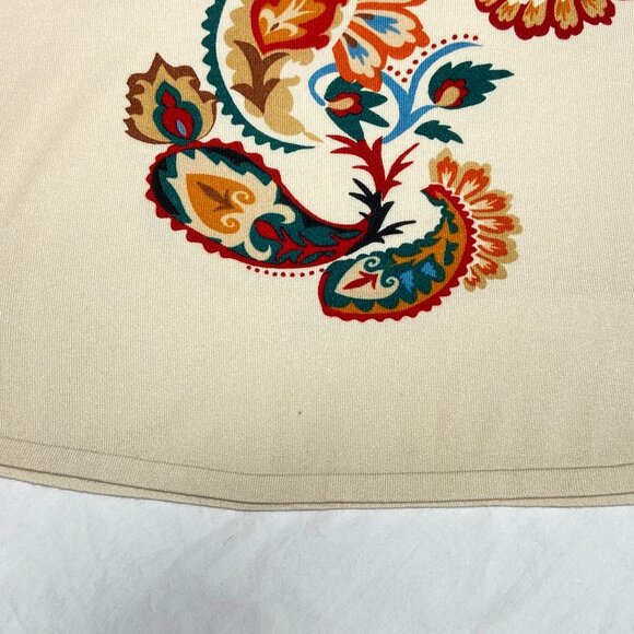 Chico’s Rust Green XL Knit Sweater Tee Long Sleeve Paisley Bateau Neck Pull Over - Picture 13 of 14